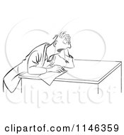 Cartoon Of A Black And White Man Taking A Stressful Test Royalty Free Vector Clipart