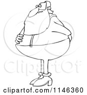 Cartoon Of An Outlined Santa Holding His Rear And Needing To Use The Restroom Royalty Free Vector Clipart