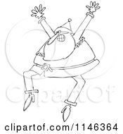 Poster, Art Print Of Outlined Santa Excitedly Jumping Up And Down