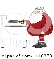 Poster, Art Print Of Santa In His Pajamas Frying Eggs For Breakfast