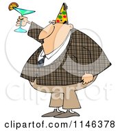 Poster, Art Print Of Businessman In A Plaid Jacket Wearing A Party Hat And Toasting