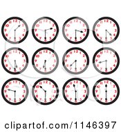 Poster, Art Print Of Wall Clocks On The Half Hours