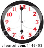 Cartoon Of A Wall Clock Showing 6 Royalty Free Vector Clipart