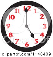 Cartoon Of A Wall Clock Showing 5 Royalty Free Vector Clipart