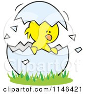 Cartoon Of A Chick In A Cracked Egg Royalty Free Vector Clipart by Johnny Sajem
