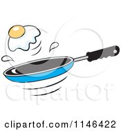Cartoon Of An Over Easy Egg Over A Frying Pan Royalty Free Vector Clipart by Johnny Sajem