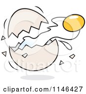 Cartoon Of A Yolk Flying From A Cracked Egg Royalty Free Vector Clipart by Johnny Sajem