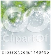 Clipart Of A Silver Snowflake And Christmas Tree Background With Copyspace Royalty Free Vector Illustration by dero