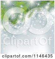 Poster, Art Print Of Silver Snowflake And Christmas Tree Background With Copyspace