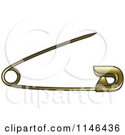 Clipart Of A Gold Safety Pin Royalty Free Vector Illustration