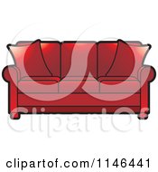 Clipart Of A Red Sofa Royalty Free Vector Illustration