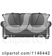Clipart Of A Gray Sofa Royalty Free Vector Illustration by Lal Perera