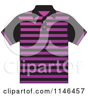 Clipart Of A Purple And Black Striped Mens Polo Shirt Royalty Free Vector Illustration by Lal Perera