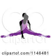 Poster, Art Print Of Silhouetted Gymnast Woman Stretching In A Purple Leotard