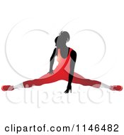 Poster, Art Print Of Silhouetted Gymnast Woman Doing The Splits In A Red Leotard