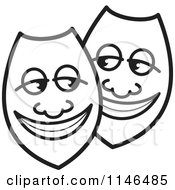 Poster, Art Print Of Happy Black And White Shields Or Masks