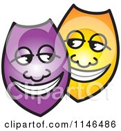 Poster, Art Print Of Happy Purple And Yellow Shields Or Masks