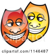 Poster, Art Print Of Happy Red And Yellow Shields Or Masks