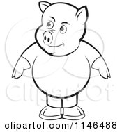 Poster, Art Print Of Chubby Black And White Pig In Clothes