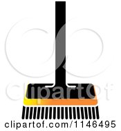 Clipart Of A Black And Orange Push Broom Royalty Free Vector Illustration