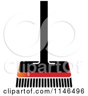 Clipart Of A Black And Red Push Broom Royalty Free Vector Illustration
