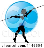 Silhouetted Gymnast Woman On A Balance Beam Over A Blue Circle