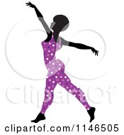 Poster, Art Print Of Silhouetted Gymnast Woman Dancing In A Purple Leotard