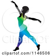 Clipart Of A Silhouetted Gymnast Woman Dancing In A Gradient Leotard Royalty Free Vector Illustration