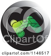 Clipart Of A Pair Of Black Binoculars On A Black Circle Royalty Free Vector Illustration