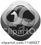 Clipart Of A Silver Horse Icon Royalty Free Vector Illustration by Lal Perera