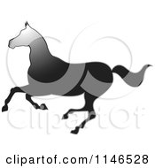 Poster, Art Print Of Gradient Black Running Horse Silhouette