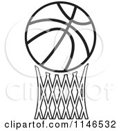 Black And White Basketball Over Netting