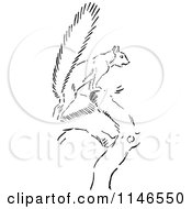 Clipart Of A Retro Vintage Black And White Scared Squirrel Royalty Free Vector Illustration
