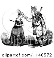 Clipart Of A Retro Vintage Black And White King Touching A Queens Nose Royalty Free Vector Illustration by Prawny Vintage