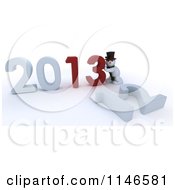 Poster, Art Print Of 3d Snowman Pushing New Year 2013 Numbers Together And Knocking Down 12