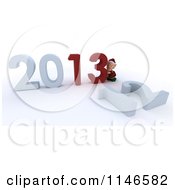 Poster, Art Print Of 3d Christmas Elf Pushing New Year 2013 Numbers Together And Knocking Down 12