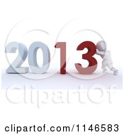 Poster, Art Print Of 3d White Character Pushing New Year 2013 Numbers Together