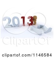 Poster, Art Print Of 3d Box Boy Pushing New Year 2013 Numbers Together And Knocking Down 12