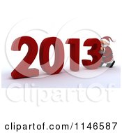 Poster, Art Print Of 3d Santa Pushing New Year 2013 Numbers Together