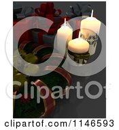 Poster, Art Print Of 3d Christmas Wreath With Babubles Candles And Gifts