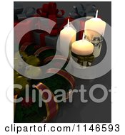 3d Christmas Wreath With Babubles Candles And Gifts