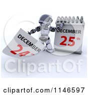 3d Robot And A Christmas Date On A Calendar