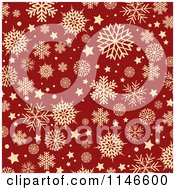 Poster, Art Print Of Background Of Retro Tan Snowflakes Over Red