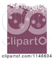 Poster, Art Print Of Purple Christmas Snow Background With Grunge And Hanging Ornaments