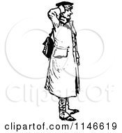 Clipart Of A Retro Vintage Black And White Soldier Saluting Royalty Free Vector Illustration