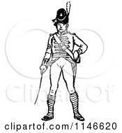 Clipart Of A Retro Vintage Black And White Soldier Royalty Free Vector Illustration