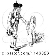 Clipart Of A Retro Vintage Black And White Soldier Grabbing A Girl Royalty Free Vector Illustration