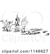 Clipart Of Retro Vintage Black And White Broken Toy Soldiers Royalty Free Vector Illustration