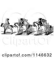 Poster, Art Print Of Retro Vintage Black And White Border Of Toy Soldiers On Horses