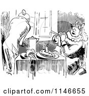 Poster, Art Print Of Retro Vintage Black And White Frog Scaring A Couple At A Table 2